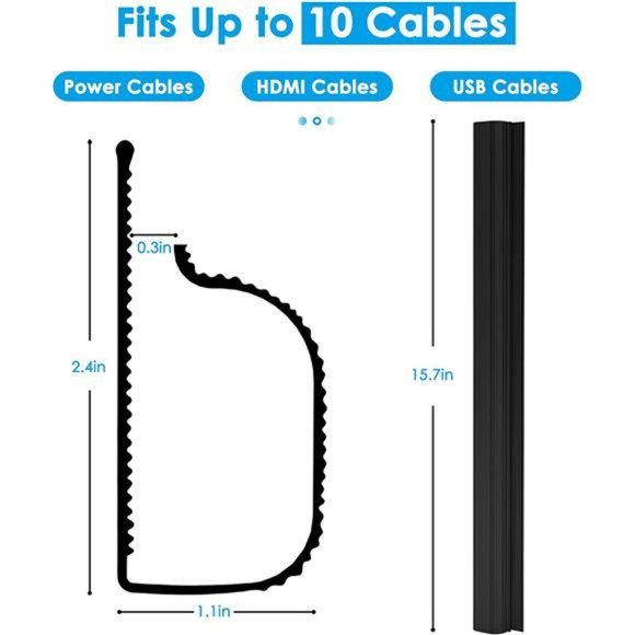 4 Pack Cable Raceway, 62.8'' Cord Cover Hider, 4X15.7'', Black - Picture 2 of 6